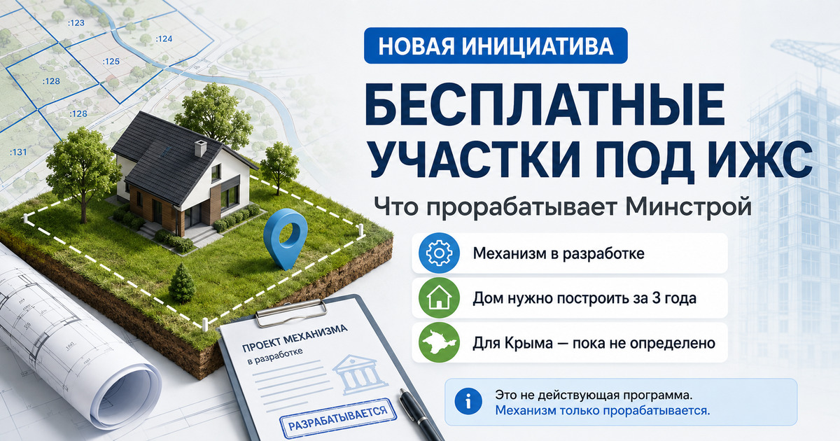 Минстрой прорабатывает механизм бесплатной выдачи земли под ИЖС