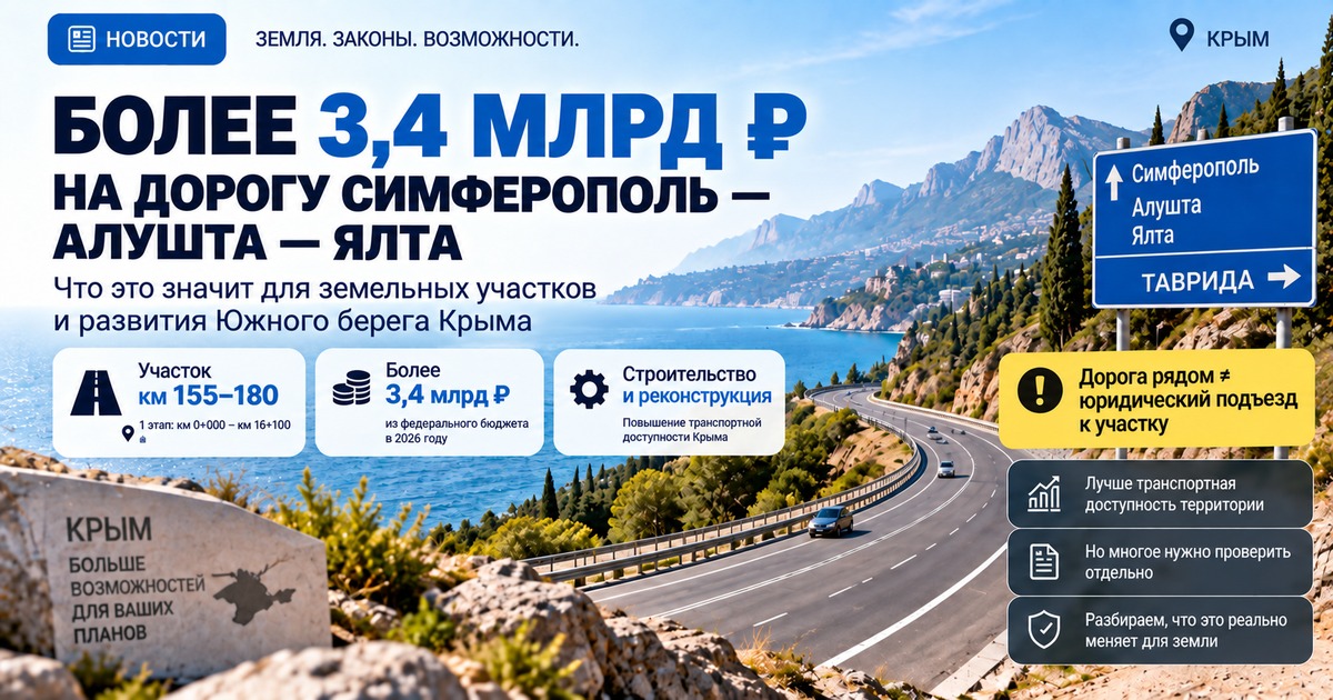 Финансирование участка автодороги Симферополь — Алушта — Ялта и вопросы подъезда к земельным участкам