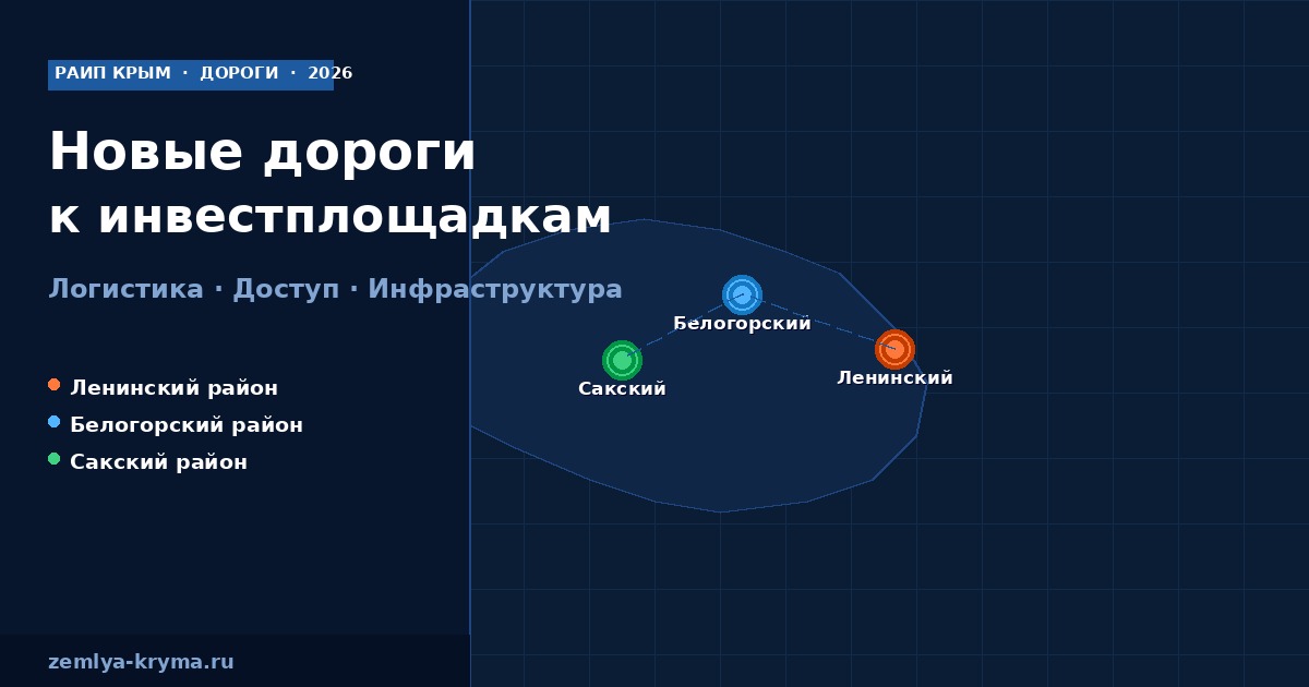 Подъездные дороги к инфраструктурным объектам Крыма: Ленинский, Белогорский, Сакский районы