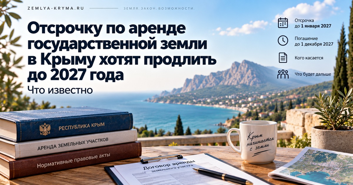 Отсрочка по аренде государственной земли в Крыму продлевается до 2027 года